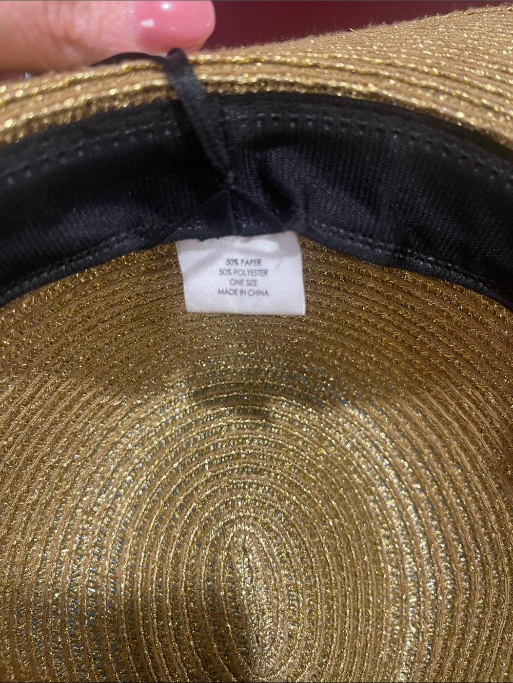 Straw Wide-Brim Fedora Hat with Black Band - Tan - Picture 7 of 9